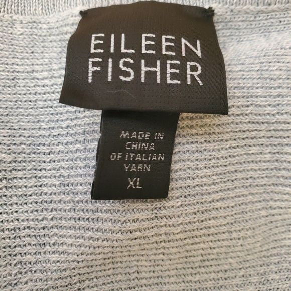 Eileen Fisher VTG Light Blue Italian Linen Silk Sweater V-neck Rolled Hem sz XL - Picture 5 of 6
